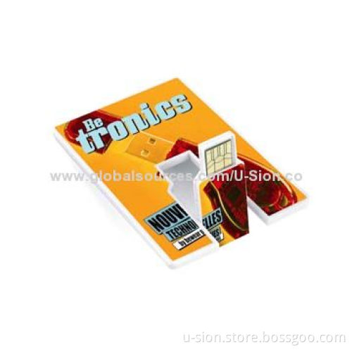 Business Card-shaped USB Flash Drive for Promotions, with 30Mbps Reading Speed, Free Logo Printed